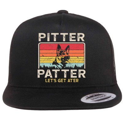 Pitter Patter German Shepherd Pitter Patter Lets Get At'er Flat Bill Trucker Hat