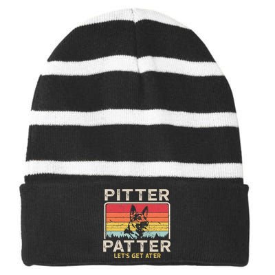 Pitter Patter German Shepherd Pitter Patter Lets Get At'er Striped Beanie with Solid Band