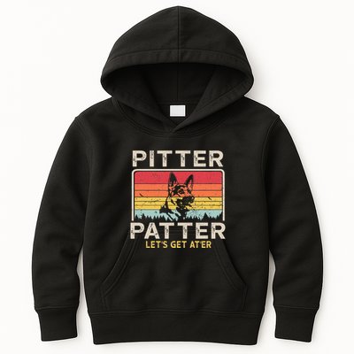 Pitter Patter German Shepherd Pitter Patter Lets Get At'er Kids Hoodie