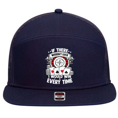 Poker Player Gambler Royal Flush Jackpot Pik Pot Bluffing 7 Panel Mesh Trucker Snapback Hat