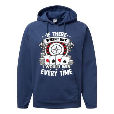 Poker Player Gambler Royal Flush Jackpot Pik Pot Bluffing Performance Fleece Hoodie