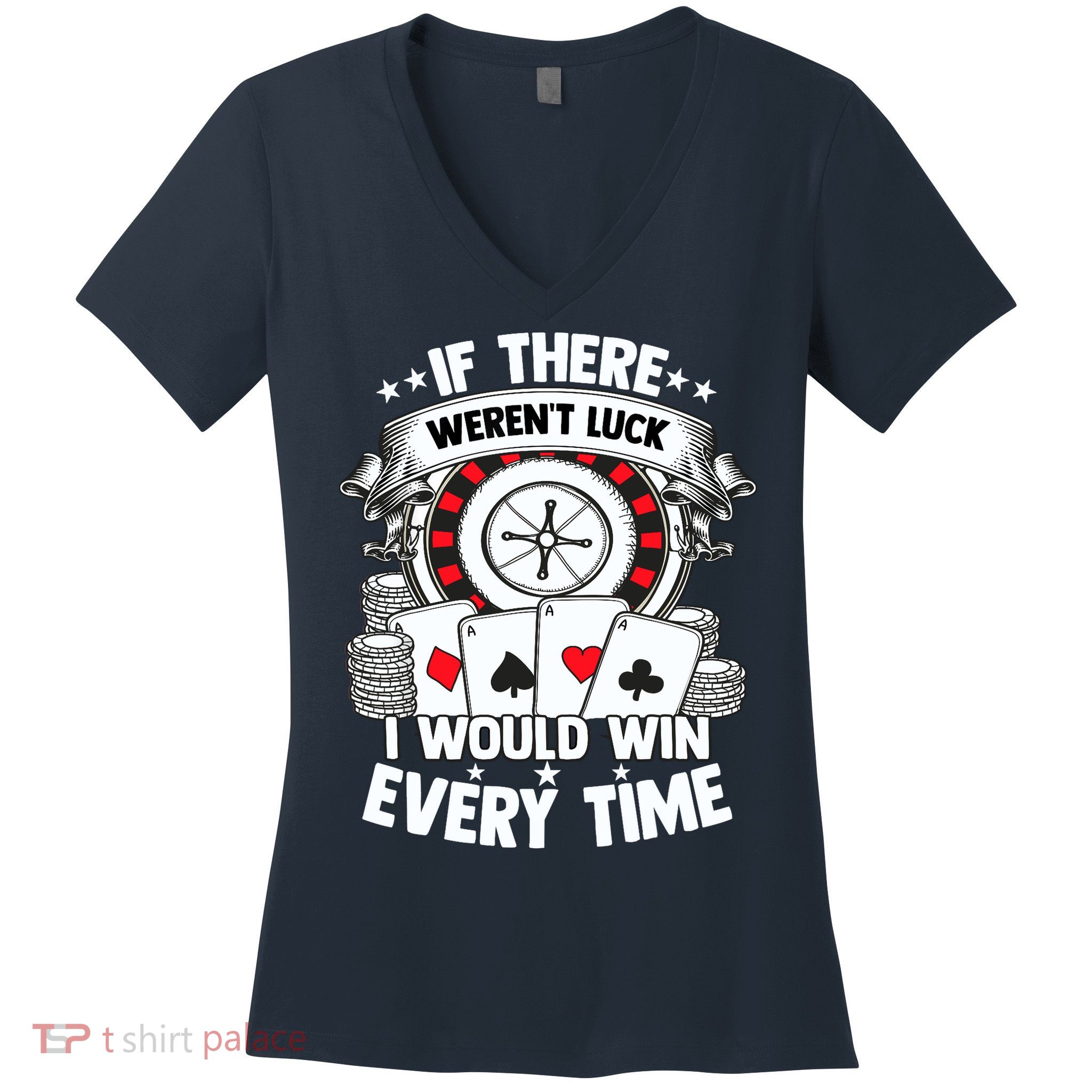 Poker Player Gambler Royal Flush Jackpot Pik Pot Bluffing Women's V-Neck T-Shirt