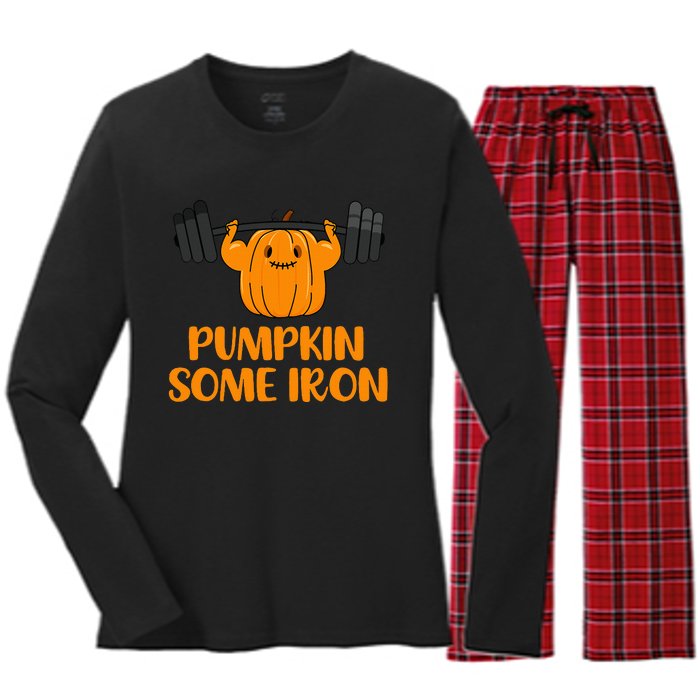 Pumpkin Power Hilarious Halloween Fitness Pun Women's Long Sleeve Flannel Pajama Set 