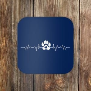 Paw Print Heartbeat For Dog Lovers Dog Paw Doggo Shirt Coaster