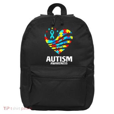 Puzzle Pieces Heart Autistic World Autism Awareness 16 in Basic Backpack