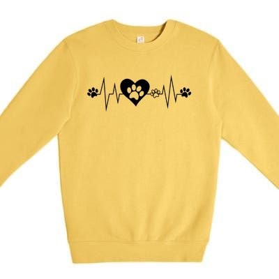 Paw Print Heartbeat Veterinarian Vet Tech Funny Pulse Gift Funny Gift Premium Crewneck Sweatshirt