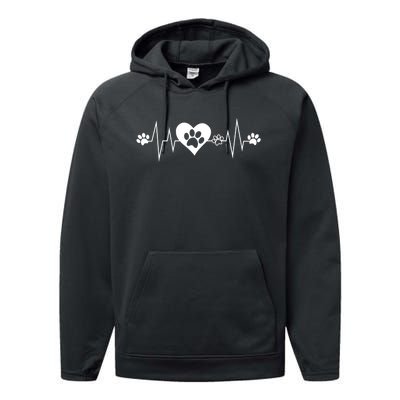 Paw Print Heartbeat Veterinarian Vet Tech Funny Pulse Gift Funny Gift Performance Fleece Hoodie