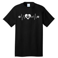 Paw Print Heartbeat Veterinarian Vet Tech Funny Pulse Gift Funny Gift Tall T-Shirt