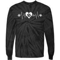 Paw Print Heartbeat Veterinarian Vet Tech Funny Pulse Gift Funny Gift Tie-Dye Long Sleeve Shirt