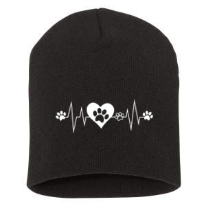 Paw Print Heartbeat Veterinarian Vet Tech Funny Pulse Gift Funny Gift Short Acrylic Beanie