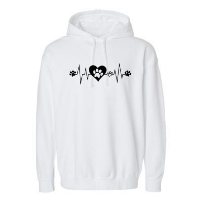 Paw Print Heartbeat Veterinarian Vet Tech Funny Pulse Gift Funny Gift Garment-Dyed Fleece Hoodie