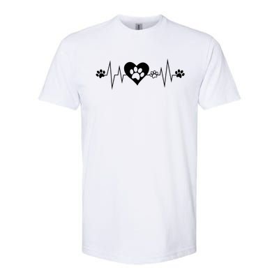 Paw Print Heartbeat Veterinarian Vet Tech Funny Pulse Gift Funny Gift Softstyle CVC T-Shirt