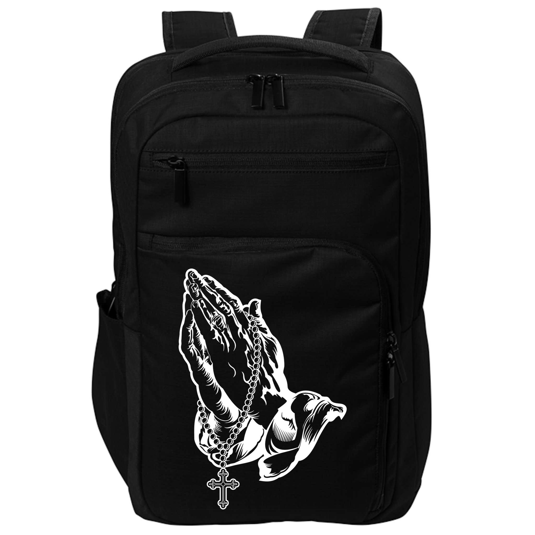 Pray Praying Hands Rosary Cross Impact Tech Backpack