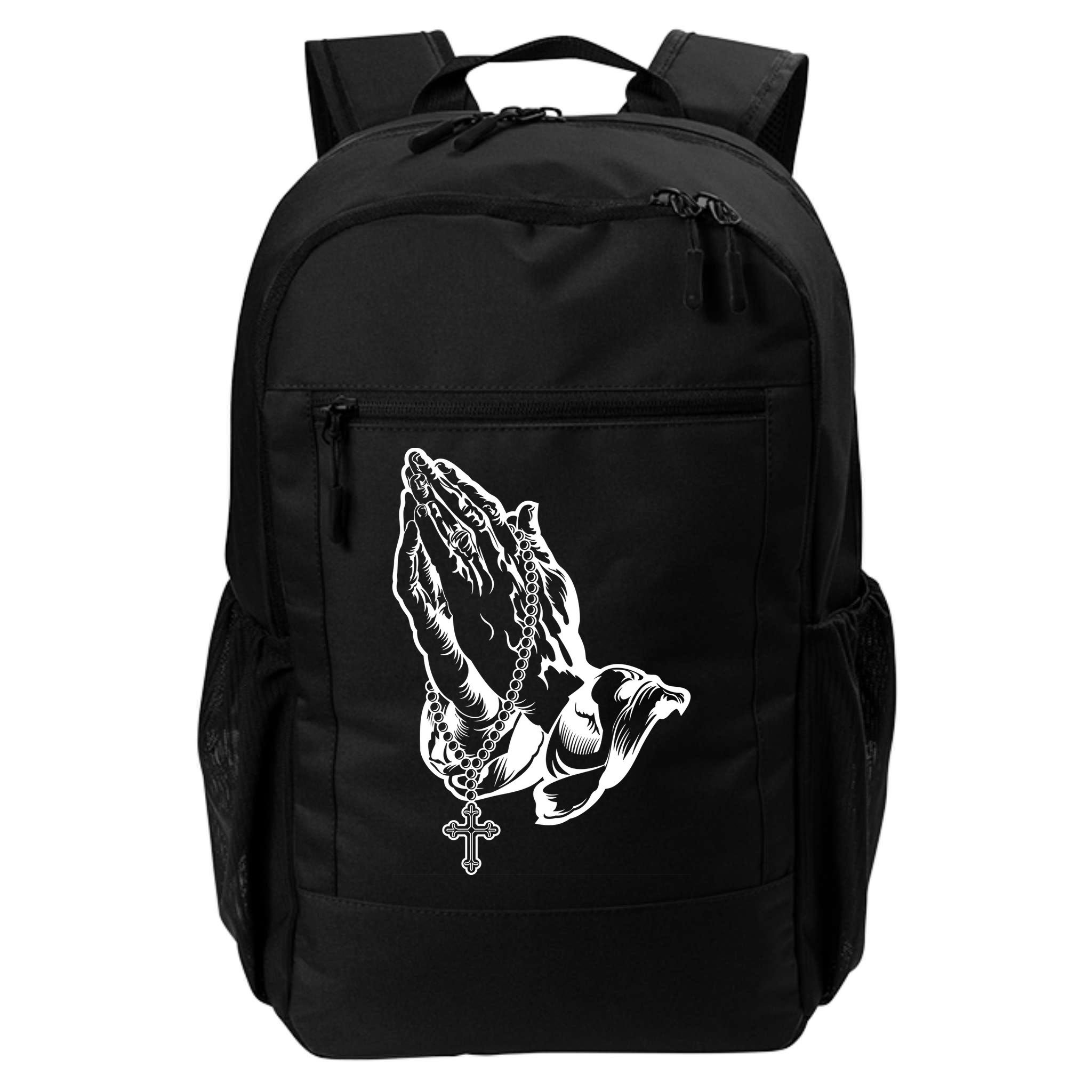 Pray Praying Hands Rosary Cross Backpack