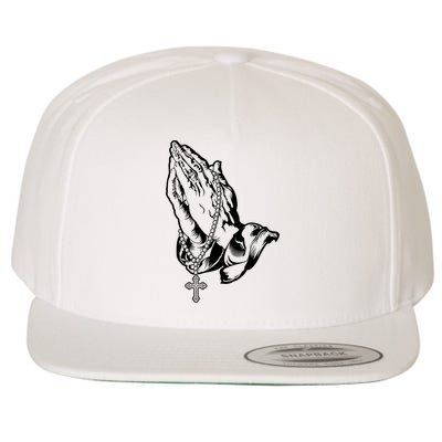Pray Praying Hands Rosary Cross Wool Snapback Cap