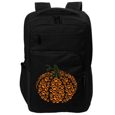 Paw Print Halloween Pumpkin Ghost Paw Dog Cat Lover Impact Tech Backpack