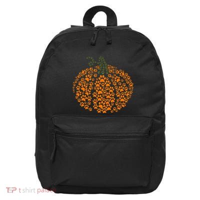 Paw Print Halloween Pumpkin Ghost Paw Dog Cat Lover 16 in Basic Backpack