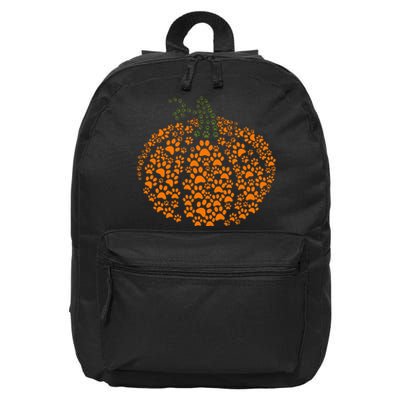 Paw Print Halloween Pumpkin Ghost Paw Dog Cat Lover 16 in Basic Backpack