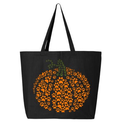 Paw Print Halloween Pumpkin Ghost Paw Dog Cat Lover 25L Jumbo Tote