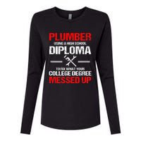 Proud Plumber High School Diploma Plumbing Womens Cotton Relaxed Long Sleeve T-Shirt