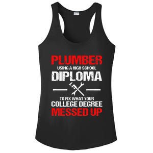 Proud Plumber High School Diploma Plumbing Ladies PosiCharge Competitor Racerback Tank