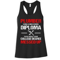 Proud Plumber High School Diploma Plumbing Women's Racerback Tank