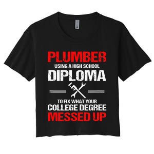 Proud Plumber High School Diploma Plumbing Women's Crop Top Tee