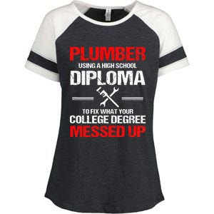 Proud Plumber High School Diploma Plumbing Enza Ladies Jersey Colorblock Tee