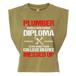 Proud Plumber High School Diploma Plumbing Garment-Dyed Women's Muscle Tee