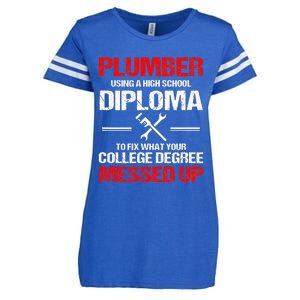 Proud Plumber High School Diploma Plumbing Enza Ladies Jersey Football T-Shirt