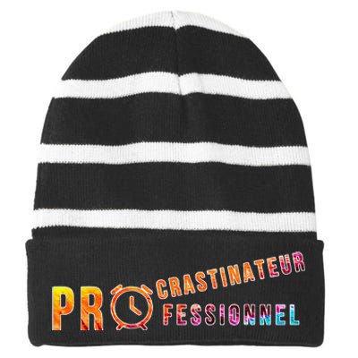 Procrastinateur Professionnel Humour DrôLe Procrastinateur Striped Beanie with Solid Band