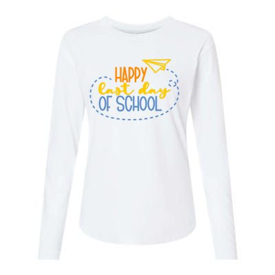 Paper Plane Happy Last Day Of School Womens Cotton Relaxed Long Sleeve T-Shirt