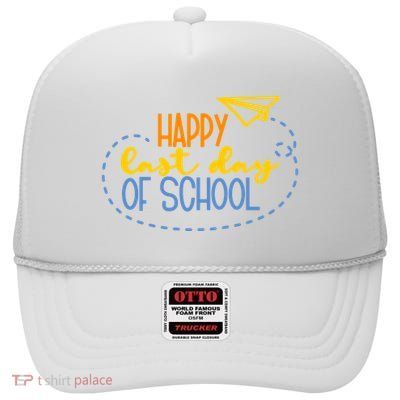 Paper Plane Happy Last Day Of School High Crown Mesh Back Trucker Hat