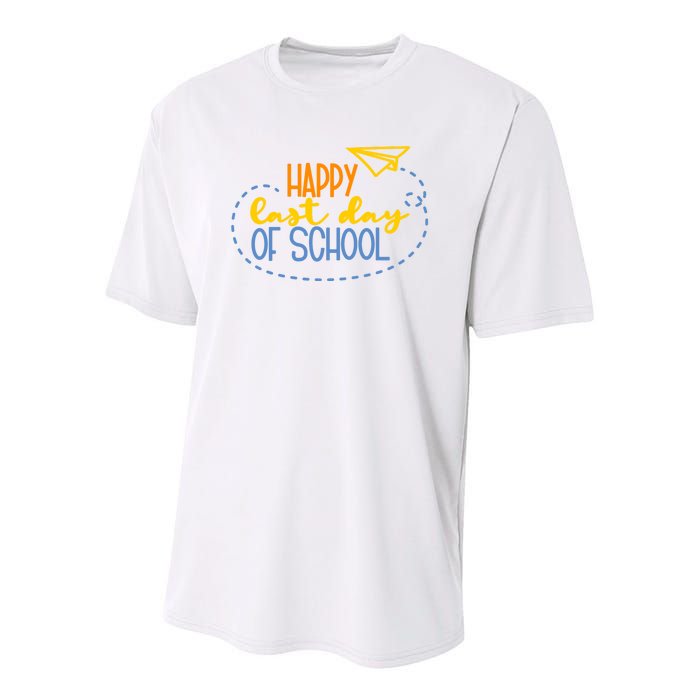 Paper Plane Happy Last Day Of School Youth Performance Sprint T-Shirt