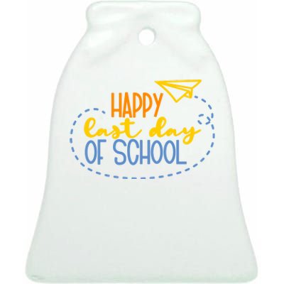 Paper Plane Happy Last Day Of School Ceramic Bell Ornament