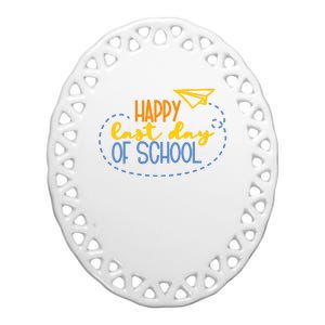 Paper Plane Happy Last Day Of School Ceramic Oval Ornament