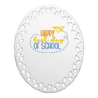 Paper Plane Happy Last Day Of School Ceramic Oval Ornament