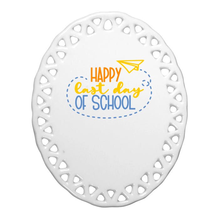 Paper Plane Happy Last Day Of School Ceramic Oval Ornament