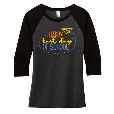 Paper Plane Happy Last Day Of School Women's Tri-Blend 3/4-Sleeve Raglan Shirt