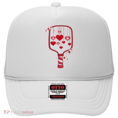 Pickleball Paddle Heart Valentines Day Racquetball Women High Crown Mesh Back Trucker Hat