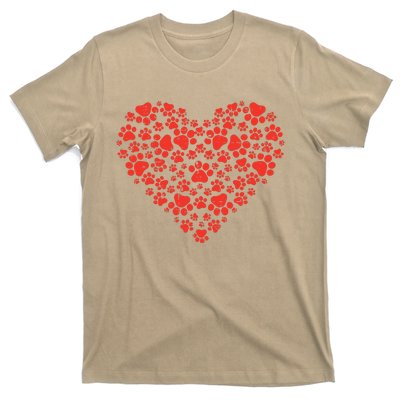 Paw Print Heart Cute Valentines Day Dog Cat Lover Owner Gift T-Shirt