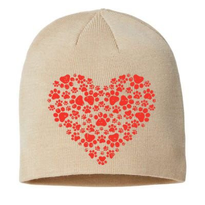 Paw Print Heart Cute Valentines Day Dog Cat Lover Owner Gift Sustainable Beanie