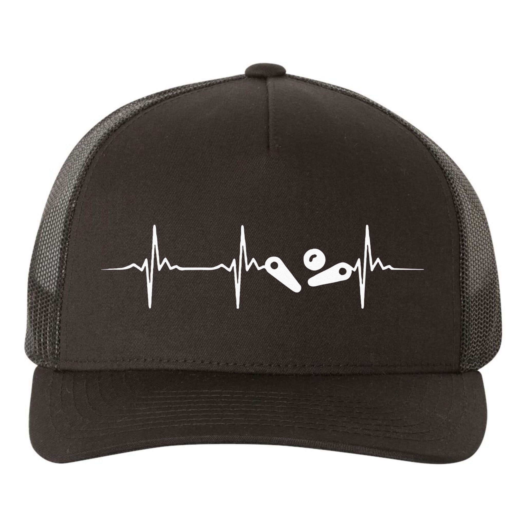 Pinball Player Heartbeat Retro Gamer Pinball Yupoong Adult 5-Panel Trucker Hat