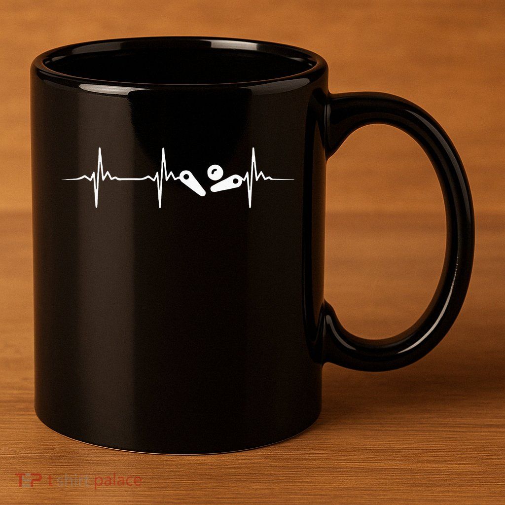 Pinball Player Heartbeat Retro Gamer Pinball 11oz C Handle Ceramic Mug