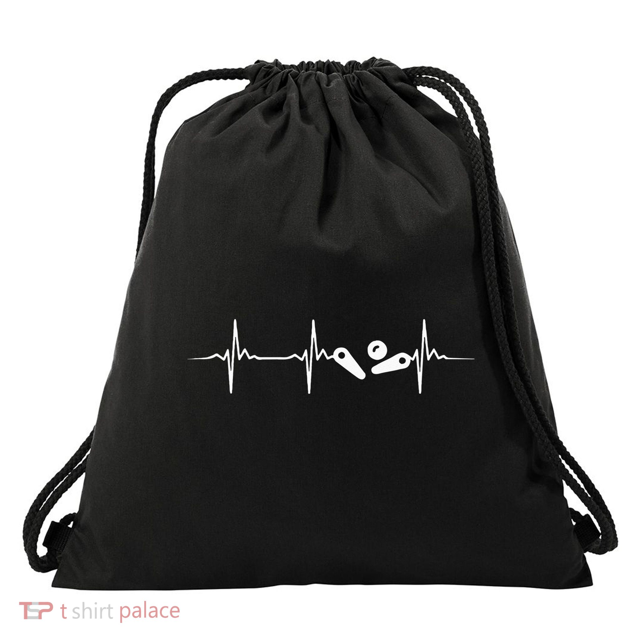 Pinball Player Heartbeat Retro Gamer Pinball Drawstring Bag