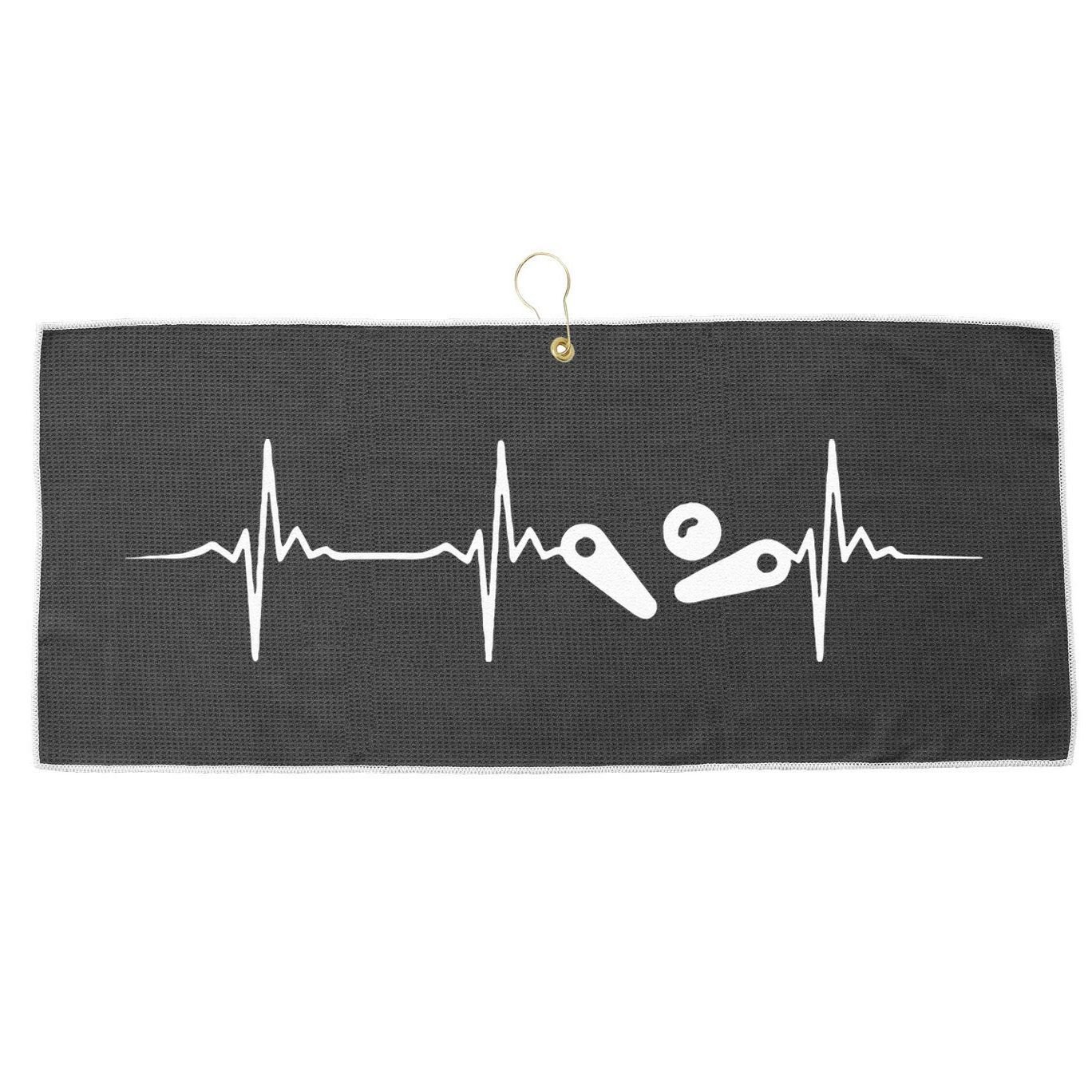 Pinball Player Heartbeat Retro Gamer Pinball Large Microfiber Waffle Golf Towel