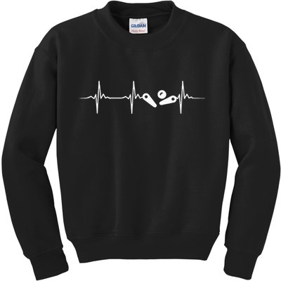 Pinball Player Heartbeat Retro Gamer Pinball Kids Sweatshirt