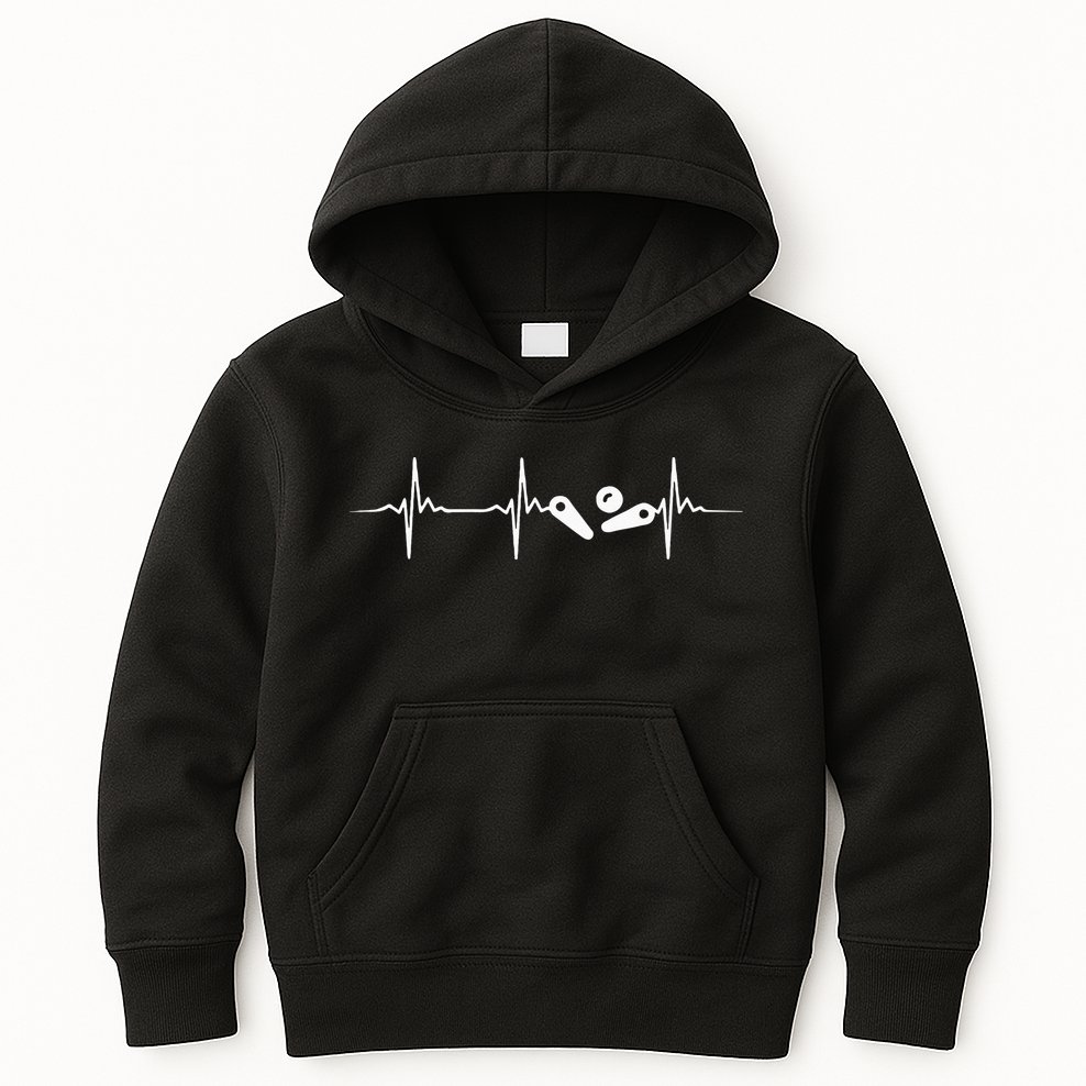 Pinball Player Heartbeat Retro Gamer Pinball Kids Hoodie