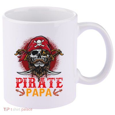Pirate Papa Halloween Skull Pirate Costume Family 11oz C Handle Ceramic Mug