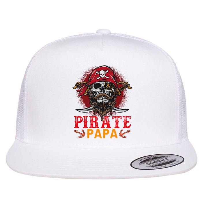 Pirate Papa Halloween Skull Pirate Costume Family Flat Bill Trucker Hat